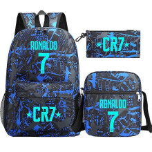 (Army Green) 3Pcs Backpack Fashion Women Cr7 Backpack Trend Backpack Waterproof Large School Bag Teenage Student Shoulder Bags