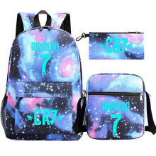 (Clear) 3Pcs Backpack Fashion Women Cr7 Backpack Trend Backpack Waterproof Large School Bag Teenage Student Shoulder Bags