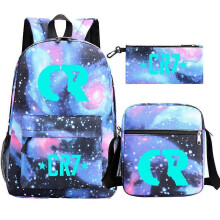 (Light Yellow) 3Pcs Backpack Fashion Women Cr7 Backpack Trend Backpack Waterproof Large School Bag Teenage Student Shoulder Bags