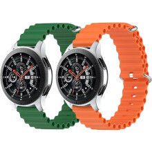 2x ORANGE GRØN SILIKONE URREM Samsung/Huawei 22mm