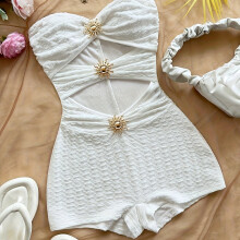 (White, 8) A Fitted White Textured Jumpsuit with a Metallic Finish for Women, Perfect for Parties, Dates, Afternoon Tea,