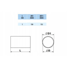 Rund kanal 150 mm 1 m PVC VENTILATIONER 1100-6