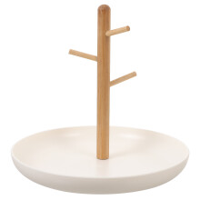 1Sleutelbakje Met Sieradendisplay Wit ABS Bamboe Modern