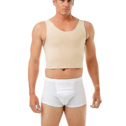 (M, Beige) Compression Chest Binder Top