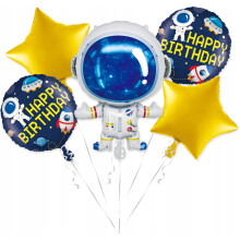 Sæt med 5 Spaceman fødselsdagsfolieballoner