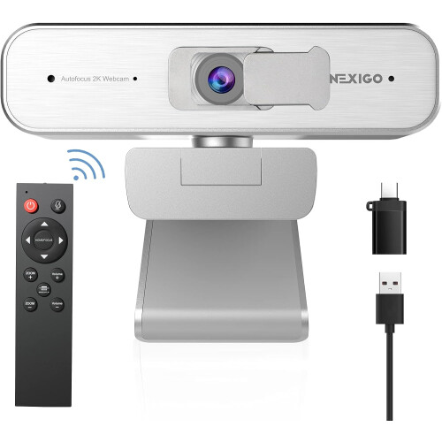 USB 2K PC WEBCAM N940P SØLV AUTOFOKUS MIKROFON