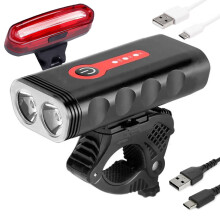 Stærke LED-cykellygter for + bag USB-lygtesæt cykellommelygte