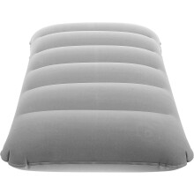 Felfújható kempingpárna, PVC, hordozható utazópárna, pelyhesített felülettel, vastagított mintával, szürke