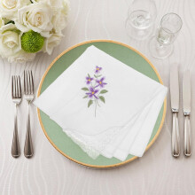 Cotton Embroidered Handkerchief Lace Corner, White Ladies Pocket Handkerchief