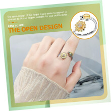Verstellbarer Sonnenblumen-Marienkäfer-Ring für offene Finger, platinfarben, kreatives Fidget-Schmuckstück für Damen und Teenager