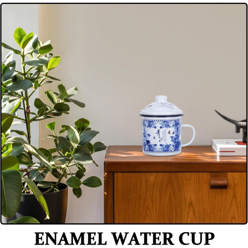 Κούπα κάμπινγκ Vintage Enamel 700ml με παχύρρευστο, ανθεκτικό σμάλτο και καπάκι, απλό στυλ 2