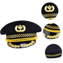 Sikkerhetsbetjent bredbremmet hatt med gullhvetespiker, jernbanelue, uniform, luftfartshatt, svart, størrelse 57, fest, cosplay-kostymetilbehør