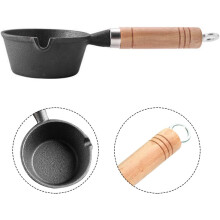 Mini-Bratpfanne mit Holzgriff, 14 cm (5,5 Zoll), Eisentopf, ergonomisches Design, praktischer Stil
