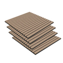Brown Acoustic Wall Panels 60x60cm 4 Pack Wood Slat Sound Absorbing Panels