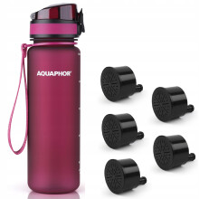 Aquaphor City filterflaske 500 ml + 5 filtre, bordeaux
