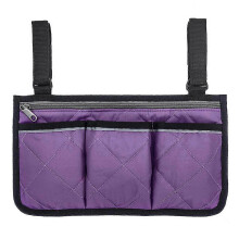 (purple) Universal Walker Bag Rollator Organizer with Pockets for Sundries, Wallet, Snacks, Parts - Waterproof Wheelchair Scooter Side Bag