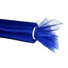 Dekorativ organza 16 cm, 1 rulle, blå