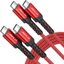 2x USB C TIL USB C HURTIGOPLADNINGSKABEL RØD 100W 20V 5A 2m