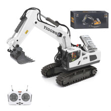 (White) 2.4G 9/11CH RC Excavator Bulldozer Construction Toys Remote Control Crawler