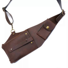 (brown) Anti-Theft Artificial Leather Underarm Double Shoulder Holster Case Wallet Bag