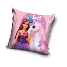 Børne 3D Pudebetræk 40x40 Barbie og Enhjørning