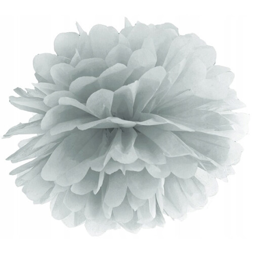Papirpompon, sølv, 25 cm, 1 stk.