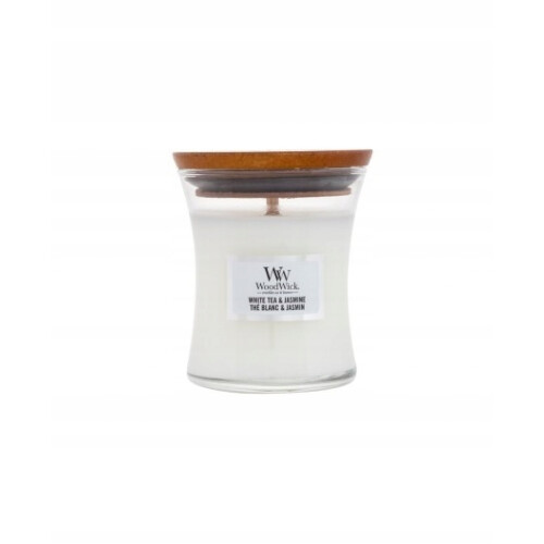 WoodWick CANDLE HOURGLASS SMALL MINI JAR WITTE THEE &amp; JASMINE