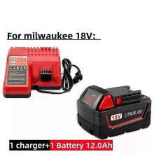 (1 charger 1 batter) Upgraded 12.0ah For Milwaukee M18 Power Tool Battery, Charger, Br, Xc, 18v, M18b5, 48-11-1860, 48-11-1850, 48-11-1815 2604-20-fj
