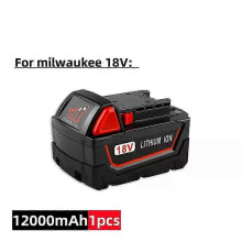 (12.0Ah 1pcs) Upgraded 12.0ah For Milwaukee M18 Power Tool Battery, Charger, Br, Xc, 18v, M18b5, 48-11-1860, 48-11-1850, 48-11-1815 2604-20-fj