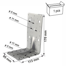 Forstærket vinkelstik E20/3 E20/3x170x113x95mm