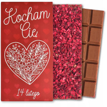 Valentinsdagsgave chokolade Jeg elsker dig med hindbær med print