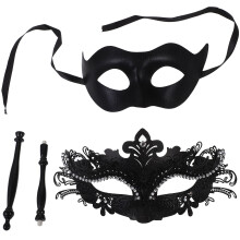 2St Zwart Halfgelaat Masker Plastic Voor Feest, Carnaval En Halloween