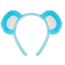 (blue beibei bear ear) Furry Bear Ear Hairhoop For Female Face Washing Makeup Plush Hairband Cosplay Costume Accessory Halloween Party Headwear