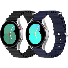 2x URREM TIL Samsung Galaxy Watch 5/4/3 SILIKONE SORT BLÅ 20mm