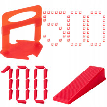 Flisejusteringssystem sæt 500 clips 100 kiler fuge 1.5 mm X-level