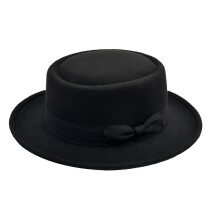 (black bow2) Classical Western Hat Wide Brimmed Western Pork Pie Hat for Trilby Hat for Dinner Outdoor Casual Wear