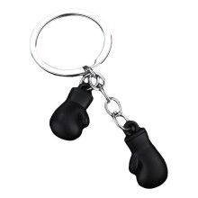 (Black) Unique Boxing Gloves Keychain Simulation Fitness Equipment Pendant Handmade Keyring for Men Women Car Keys Decoration  Yellow