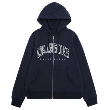 (XL, Navy Blue) Women Casual Full Zip Up Hoodie Loose Solid Sweatshirt Long Sleeve Jackets with Pockets Simple Letter Print Hoodies  White XL