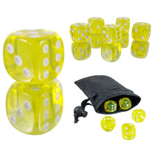 D6 1,6 cm RPG Gul Transparent Sekssidet Terning