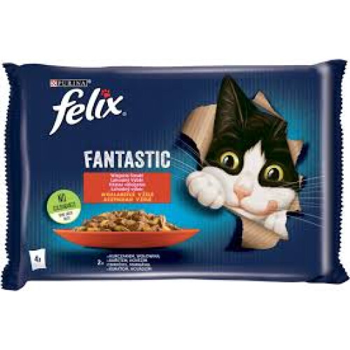 FELIX KATTEFODER OKSEKØD KYLLING 4*85G