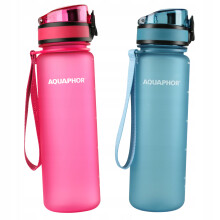 2x Aquaphor City 0,5L vandfilterflaske, blå og pink
