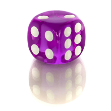 D6 terning 1,6 cm RPG lilla gennemsigtige sekssidede terninger