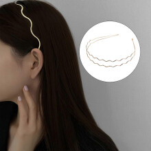 (double row gold) Metal 2/3 Layer Headbands Row Wire Headband for Womens Wedding Hair Band Elastic Metal Hairband for Girls