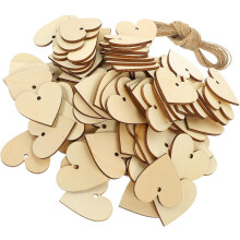 Decoración de corazón de madera, rodajas de madera en forma de corazón de 4 cm, piezas de madera en blanco para manualidades DIY.