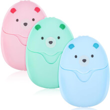 3 láminas de jabón de viaje para cuerpo y manos, mini escamas de jabón portátiles de material PP para mochileros.