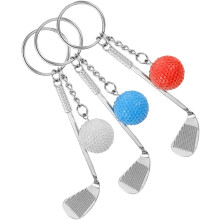3-teiliges Golfball-Schlüsselanhänger-Set in Weiß, Blau und Rot – Sport-Schlüsselringe