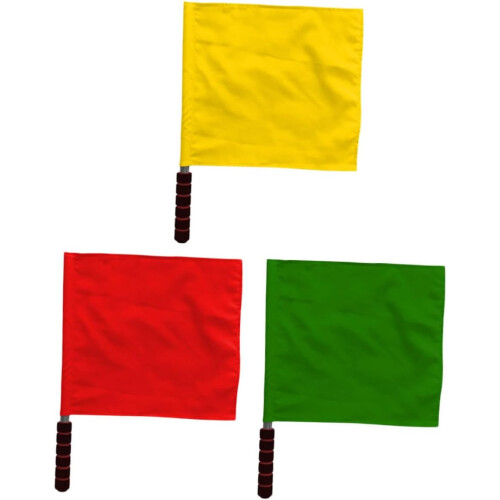 Racing Flags 3pcs Handheld Referee Flags Stainless Steel Red Yellow Green