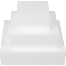 3-teiliges Set quadratischer Kuchenmodelle aus Polystyrol, wiederverwendbare weiße Schaumstoff-Kuchenattrappen