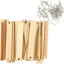 Juego de 36 piezas de bases de madera para pendientes con colgantes rectangulares sin pulir y ganchos.