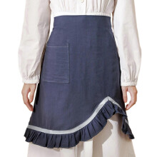 (Gray) Elegant Ruffled Women's Waist Apron Half Apron with Pocket Adjustable Strap For Restaurant Home Cooking And Cafe Service  Yellow